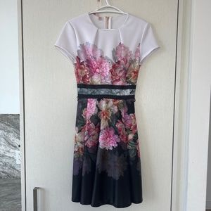 TED BAKER Painted Posie Border Skater Dress